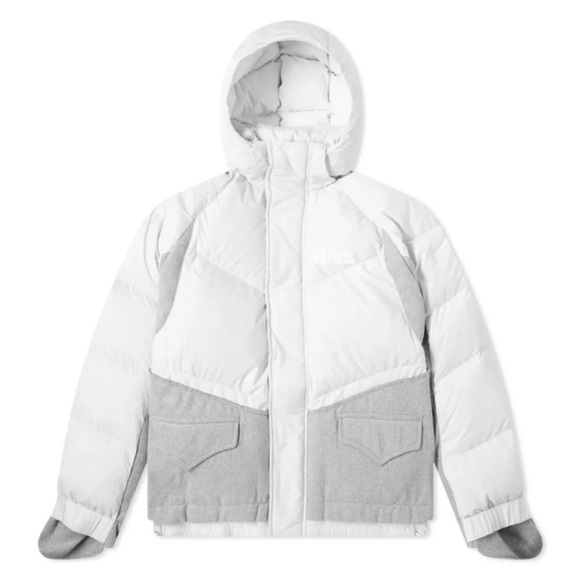 Men’s Nike X Sacai Puffer 800 Fill Down Coat Quilted Jacket Gray XXL NEW! - Picture 3 of 16